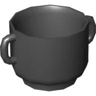 Duplo Pot / Kettle with Handles with Black '1' and Green Leaves Print / Yellow