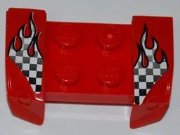 Vehicle, Mudguard 2 x 4 with Headlights Overhang with Checkered Flames Pattern on Both Sides (Stickers) - Set 8198