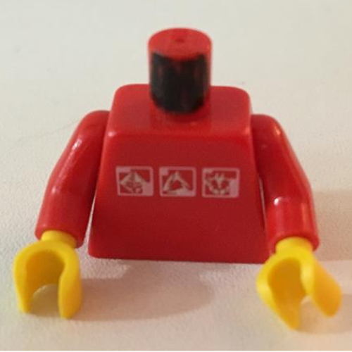 Lego Torso Gravity Games with 3 White & Silver Logos Print, Red Arms, Yellow Hands / Red