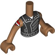 Lego Minidoll Torso Boy with Black Jackets, Straps, belts, Rivets, Heart Tattoo print, Medium Nougat Arms and Hands / Medium Nougat