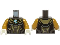Torso Armor Suit with Gold Panels and Lines, Black, White and Medium Azure Classic Space Logo Pattern / Pearl Gold Arms / White Hands