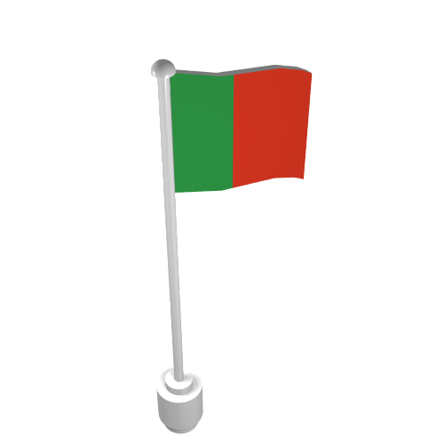 Lego Flag on Flagpole, Wave with Portugal Print / White