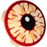 Plate Round 2 x 2 with Rounded Bottom with Bloodshot Eye and Black Pupil Print