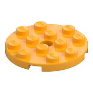 Lego Plate Round 4 x 4 with Pin Hole / Bright Light Orange
