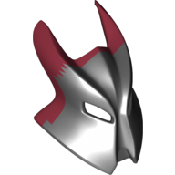 Lego Large Figure Mask / Visor, Vladek with Horns, Marbled Black Pattern / Dark Red