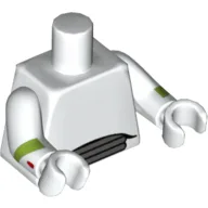 Torso, Spacesuit with 3 Dark Bluish Gray Vents at Waist Print, White Arms and Hands with Lime Elbow Stripes and Red Spot on Right Wrist Print / White