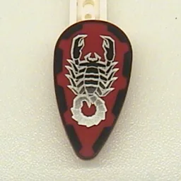 Shield Ovoid with Red, Black, and Silver Scorpion Print