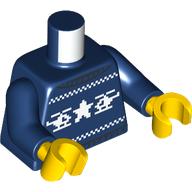 Lego Torso, Christmas Sweater, White Helicopter print, Dark Blue Arms, Yellow Hands / Dark Blue