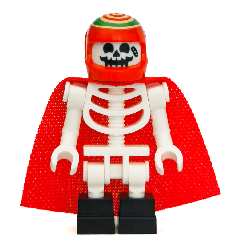 Lego Douglas Elton / El Fuego, Skeleton with Red Helmet and Cape, Black Feet
