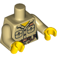 Lego Torso Safari Shirt with Pockets and Belt and 'Zoo' Print, Tan Arms, Yellow Hands / Tan