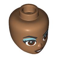 Lego Minidoll Head Black Eyebrows, Reddish Brown Eyes, Lips, Medium Azure Eyeshadow / Medium Nougat