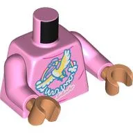 Torso, Whit/Light Yellow Flying Birds, Rainbow, Writing Print, Bright Pink Arms, Nougat Hands / Bright Pink