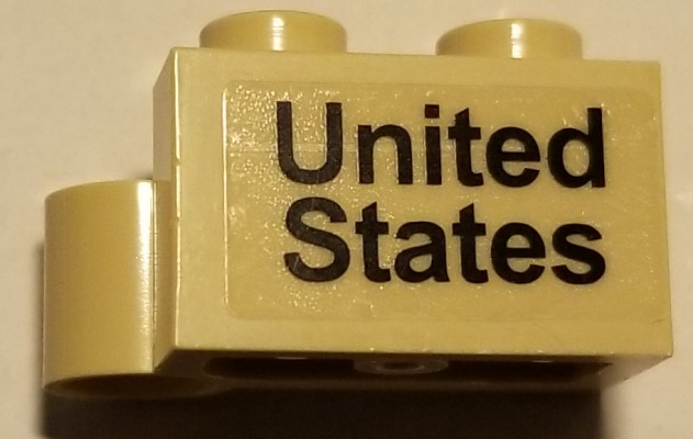 Lego Hinge Brick 1 x 4 Swivel Base with 'United States' Pattern (Sticker)- Set 10029