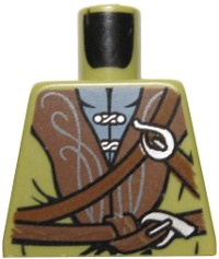 Lego Torso LotR Cloak with Brown Collar and Straps Pattern (Legolas)