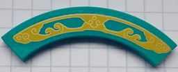 Tile, Round Corner 4 x 4 Macaroni with Yellow Swirls with Gold Outline Pattern (Sticker) - Set 80111