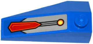 Lego Wedge 4 x 2 Triple Right with Yellow Light and Red Hexagon on Silver and Blue Background Pattern (Sticker) - Set 70319