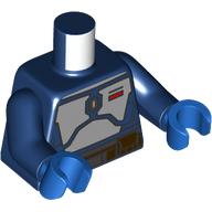 Lego Torso, Light Bluish Grey Chest Plates, Red Decoration, Dark Brown Utility Belt print, Dark Blue Arms, Blue Hands / Dark Blue