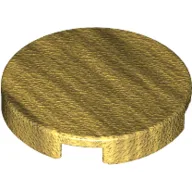 Tile Round 2 x 2 with Bottom Stud Holder / Pearl Gold