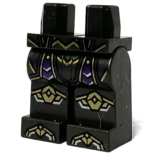 Lego Hips and Pearl Titanium Legs with Dark Purple Sash, Yellow Knee Pads print / Pearl Titanium