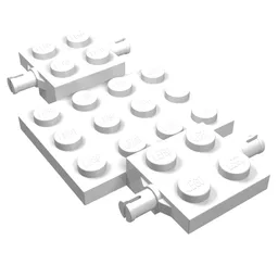 Vehicle Base 4 x 7 x 2/3 with 3 x 4 Recessed, Wheel Pins / White