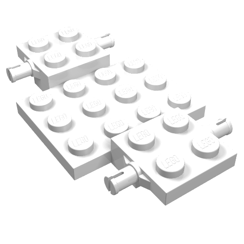 Lego Vehicle Base 4 x 7 x 2/3 with 3 x 4 Recessed, Wheel Pins / White