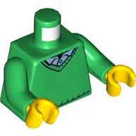 Torso, Sweater, V-Necked with Trim, Medium Black Shirt, Yellow Neck Print, Green Arms, Yellow Hands / Green