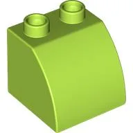 Duplo Brick 2 x 2 x 1 1/2 with Curved Top / Lime