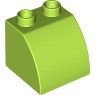 Lego Duplo Brick 2 x 2 x 1 1/2 with Curved Top / Lime