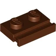 Plate Special 1 x 2 with Door Rail / Reddish Brown