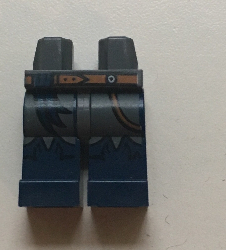 Lego Hips and Dark Blue Legs with Medium Nougat Belt and Sash, Pirate Boots Print / Dark Bluish Gray