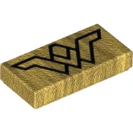 Tile 1 x 2 with Wonder Woman Print / Pearl Gold
