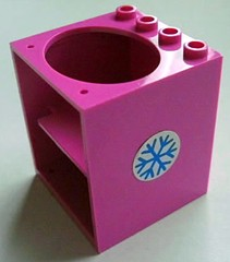 Lego Container, Cupboard 4 x 4 x 4 with Elliptical Hole for Sink with Blue Snowflake Pattern (Sticker) - Set 5847