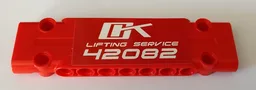 Technic, Panel Plate 3 x 11 x 1 with 'OK LIFTING SERVICE 42082' on Red Background Pattern (Sticker) - Set 42082