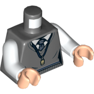 Lego Torso Sweater Vest with Tie and Necklace Print, White Arms, Light Nougat Hands / Dark Bluish Gray
