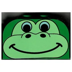 Brick Curved 2 x 4 x 2 Double with Light Green Gorilla / Dinosaur Face Print / Green