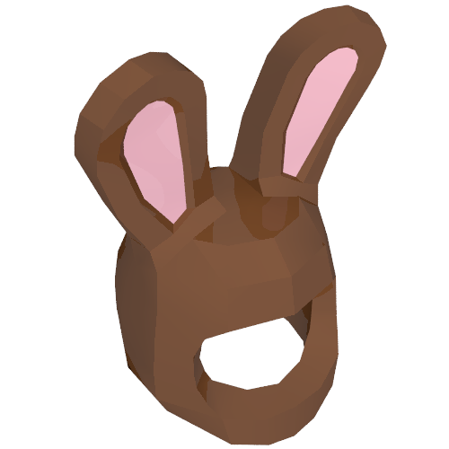 Lego Costume / Mask, Rabbit / Bunny Ears with Bright Pink Auricles Print / Reddish Brown