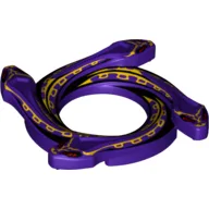 Ring 4 x 4 with 2 x 2 Hole and 4 Snake Head Ends and Yellow Scales Snake Print (Ninjago Spinner Crown) / Dark Purple