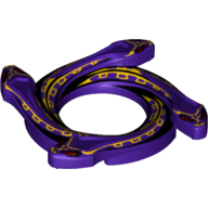 Lego Ring 4 x 4 with 2 x 2 Hole and 4 Snake Head Ends and Yellow Scales Snake Print (Ninjago Spinner Crown)