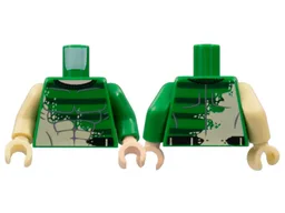 Torso Spider-Man Gray Muscles Outline with Dark Green Stripes Pattern (Sandman) / Green Arm Left / Tan Arm Right / Light Nougat Hand Left / Tan Hand Right