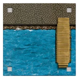 Baseplate with 4 Square Corner Holes and Beach / Embankment (Landing) Print / [No Color/Any Color]