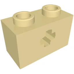 Technic Brick 1 x 2 with Axle Hole Type 2 [X Opening] / Tan