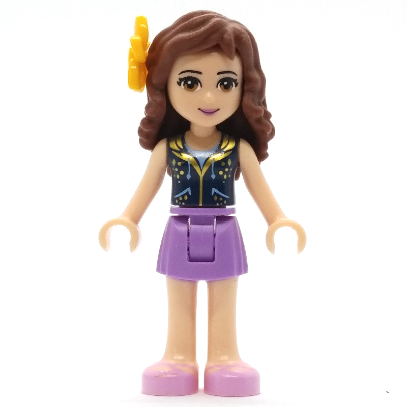 Lego Olivia - Dark BLue Vest, Medium Lavender Skirt, Flower