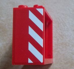 Lego Window 2 x 4 x 3 - Hollow Studs with Red and White Danger Stripes Pattern on Right Side (Sticker) - Set 60023