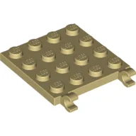 Plate Special 4 x 4 with Clips Horizontal (thick open O clips) / Tan