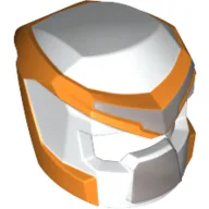 Helmet, Mech with Open Visor Small and Orange and Silver Markings Print / White