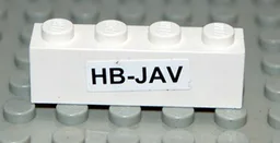 Brick 1 x 4 with Black 'HB-JAV' on White Pattern (Sticker) - Set 4032-8