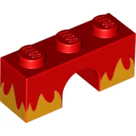 Brick Arch 1 x 3 with Bright Light Orange Flames Print (Angry Kitty)