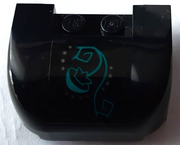 Lego Vehicle, Mudguard 3 x 4 x 1 2/3 Curved Fenders with Dark Bluish Gray Dots, Dark Turquoise Scrollwork and Flower Pattern (Sticker) - Set 41195
