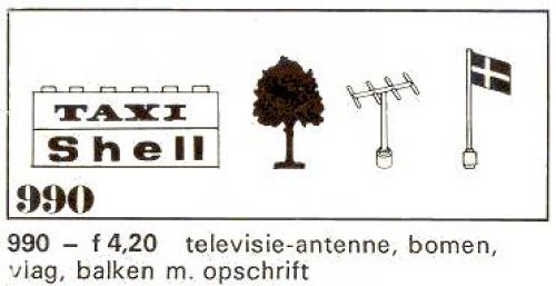 Lego Trees and Signs (1969 version with old style trees and 3 bricks)