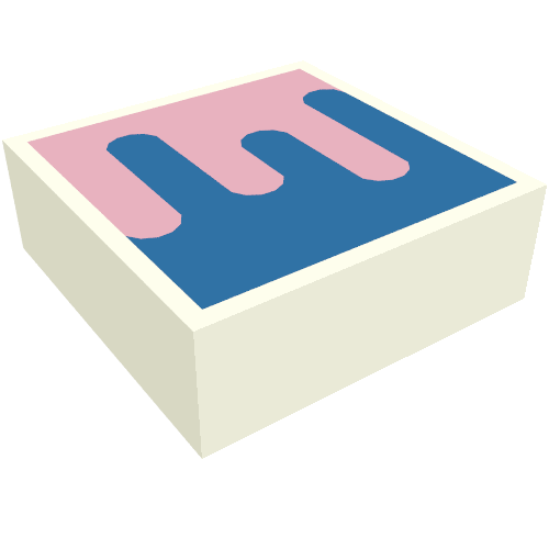 Lego Tile 1 x 1 with Blue/Bright Pink Shapes/Splatter print / White